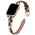 thumbnail image 1 of WFEAGL Apple Watch Leather Band Replacement Wristband 42mm 44mm 45mm Beige Leopard/Rose Gold, 1 of 5