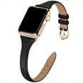 thumbnail image 1 of WFEAGL Apple Watch Leather Band Replacement Wristband 42mm 44mm 45mm Black/Gold, 1 of 6