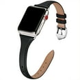 thumbnail image 1 of WFEAGL Apple Watch Leather Band Replacement Wristband 42mm 44mm 45mm Black/Silver, 1 of 6
