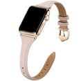 thumbnail image 1 of WFEAGL Apple Watch Leather Band Replacement Wristband 42mm 44mm 45mm Pink Sand/Gold, 1 of 6
