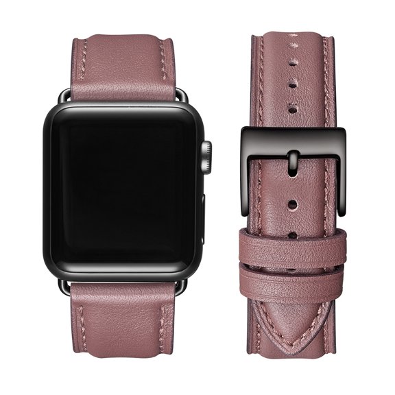 WFEAGL Apple Watch Series Genuine Leather Replacement Band 42mm 44mm 45mm Laverder/Black