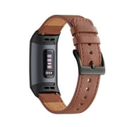 WFEAGL Compatible Fitness Sport Band Leather Wristband Slim Replacement Strap Brown/Black