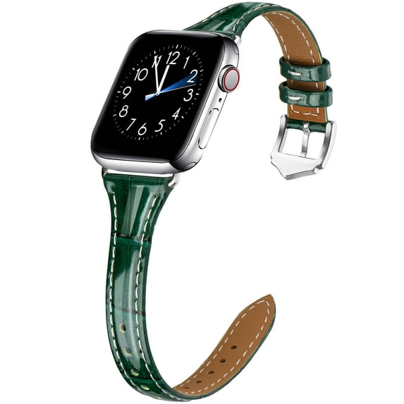 WFEAGL Crocodile Pattern Leather Band Apple Watch Replacement Wristband 42/44/45mm Green