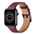 thumbnail image 1 of WFEAGL Genuine Leather Business Replacement Apple Watch Band 42mm 44mm 45mm Wine Red/Black, 1 of 6