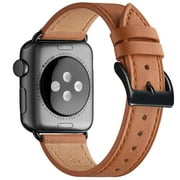 WFEAGL Genuine Leather Replacement Strap Apple Watch 38mm 40mm 41mm Brown/Black