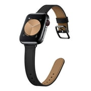 WFEAGL Leather Band iWatch SE Series Apple Watch Band 42mm 44mm 45mm Black/Black