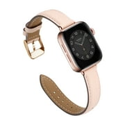 WFEAGL Leather Bands Replacement Strap for Apple Watch Bands 38mm 40mm 41mm Pink Sand/Rose Gold