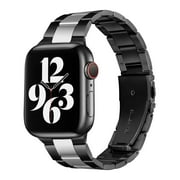 WFEAGL Stainless Band Apple Watch Band Replacement Strap 42mm 44mm 45mm Black Silver