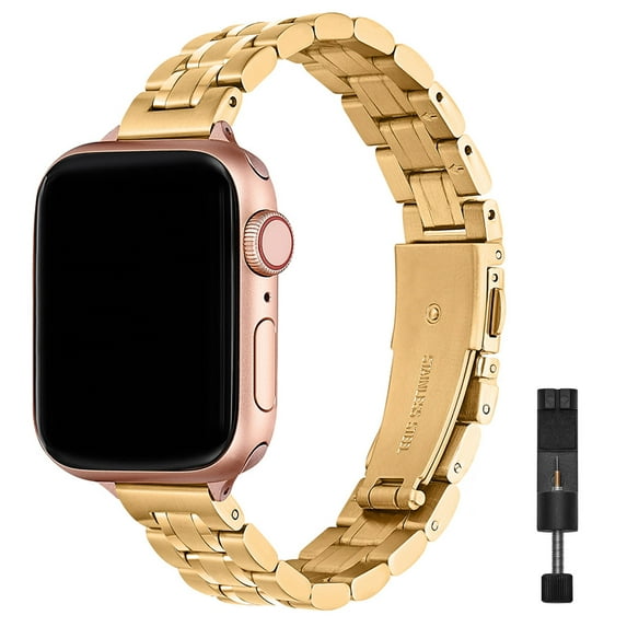 WFEAGL Stainless Steel Replacement Band Apple Watch 38/40/41mm Steel Wristband Gold