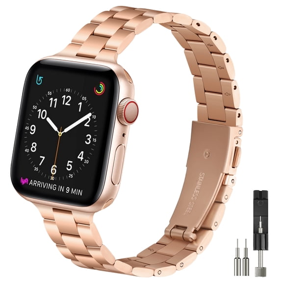 WFEAGL Thin Band Apple Watch Stainless Steel Metal Replacement Adjustable 38mm 40mm 41mm