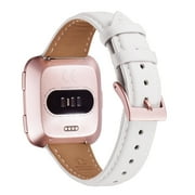WFEAGL Versa Band Leather Strap Replacement Wristband for Smart Watch White/Rose Gold