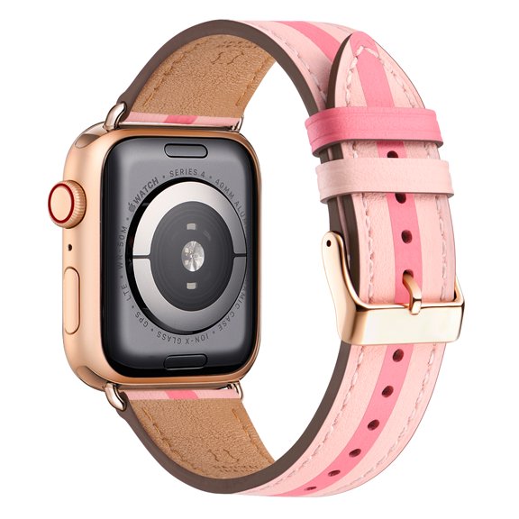 WFEAGL iWatch Series Design Bicolor Leather Apple Watch Strap 38mm 40mm 41mm Pink Rose Gold