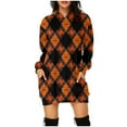 thumbnail image 1 of WFJCJPAF 2025 New Halloween Halloween Dresses for Short Women,Women's Hooded Long Sleeve Halloween Print Dress LooseFashion Mini Dress,Halloween Dresses for Women - Multicolor S, 1 of 5