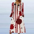 thumbnail image 1 of WFJCJPAF 2025 New Halloween Halloween Dresses for Women Long Sleeve,Women's Fashion Printed Casual Long Sleeve V-Neck Dress - White XXL, 1 of 5
