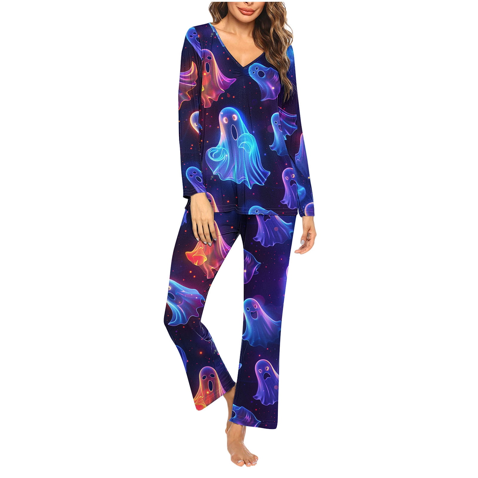 WFJCJPAF 2024 New Halloween Clearance! Halloween Pajamas Women Onesie