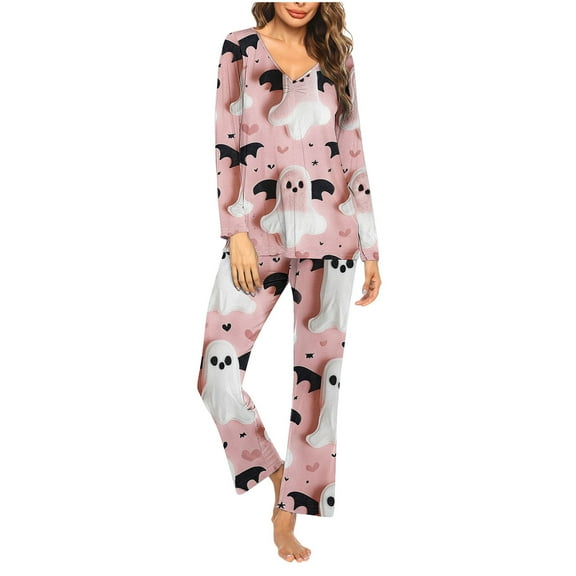 WFJCJPAF 2026 New 2026 ! 2026 Pajamas Women Plus,Ladies' 2026 Printed Casual Long Top And Pants Pajama Set - Pink M