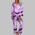 thumbnail image 1 of WFJCJPAF 2025 New Halloween Halloween Pajamas Women Short Set,Women Fashion Non Positioning Printed Round Neck Long Sleeved Long Pants Sets,Halloween Pajamas Women - Purple S, 1 of 6