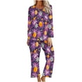 thumbnail image 1 of WFJCJPAF 2025 New Halloween Halloween Pajamas for Women 2 Piece,Ladies' Halloween Printed Casual Top Pants Pajama Set - Purple L, 1 of 3