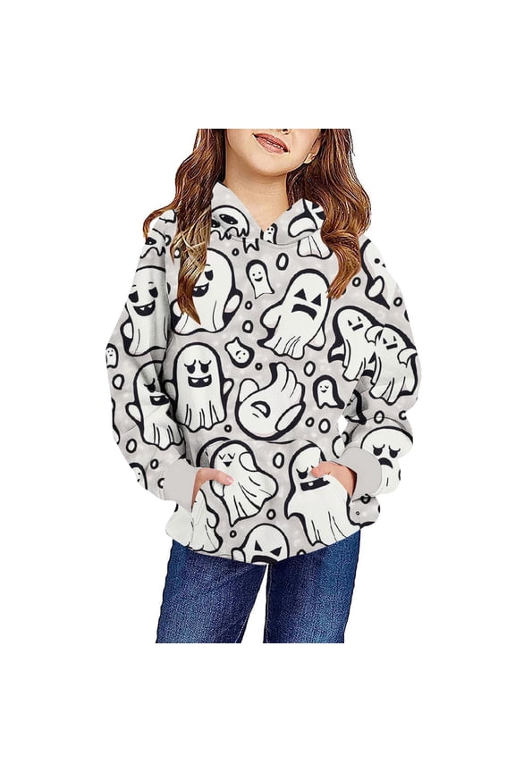 2025 New Halloween Kids Halloween Clothes 5T,Long Sleeved Hooded Halloween Tops for Boys and Girls,Kids Halloween Tops - Multicolor 11-12 Years