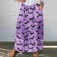 thumbnail image 1 of WFJCJPAF 2024 New Halloween Clearance! Long Skirt for Women Open from One Side,Women's Printed Elastic Waistband Pleated Pocket Skirt With Mid Calf Skirt - Blue XL, 1 of 5