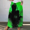 thumbnail image 1 of WFJCJPAF 2024 New Halloween Clearance! Long Skirt for Women Planets,Women's Printed Elastic Waistband Pleated Pocket Skirt With Mid Calf Skirt - Green S, 1 of 5