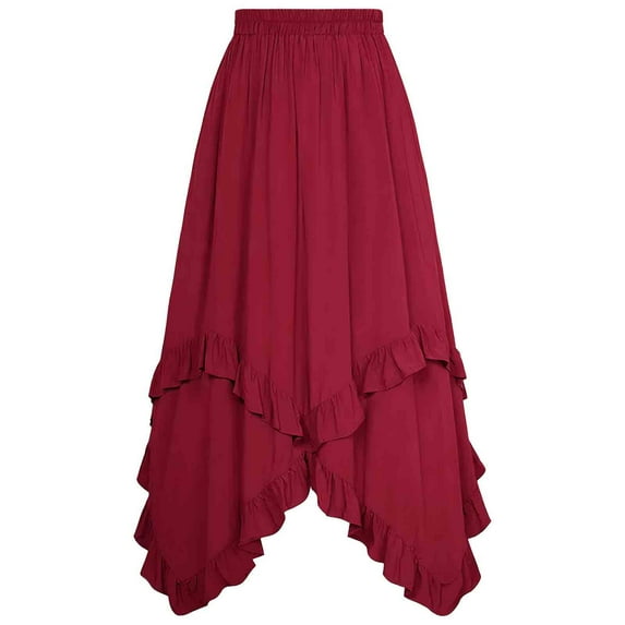 WFJCJPAF 2024 New Halloween Clearance! Skirt for Women Clearance,Women's Summer Solid Color Hallowmas Fashion Skirt - Red M