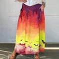 thumbnail image 1 of WFJCJPAF 2024 New Halloween Clearance! Women Skirts With Pockets,Women's Printed Elastic Waistband Pleated Pocket Skirt With Mid Calf Skirt - Red L, 1 of 5