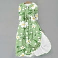 thumbnail image 1 of WFJCJPAF 2025 New Product Autumn Dresses for Women under $10 Black,Women's Summer Printed Fashion Three-quarter Sleeve Turndown Collar Dress - Army Green M, 1 of 5