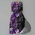 thumbnail image 1 of WFJCJPAF 2025 New Product Autumn Dresses for Women Plus Size,Women's Summer Printed Fashion 3/4 Sleeve Turndown Collar Dress - Purple M, 1 of 5