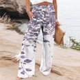 thumbnail image 1 of WFJCJPAF 2025 New Product Black Pants for Women,Women Casual Comfortable Printing Pockets Elastic Waist Straight Loose Pants - Pink M, 1 of 5