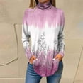 thumbnail image 1 of WFJCJPAF 2025 New Product Blouses for Women Plus Size ,Women's Long Sleeve Printed High Neck Top T-shirt - Pink XXL, 1 of 5