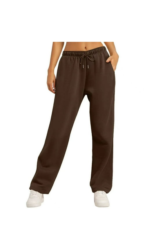 2025 New Product Capri Pants for Women Stretch,Women's Casual Waist Pocket High Waist Loose Pants - Coffee XXL