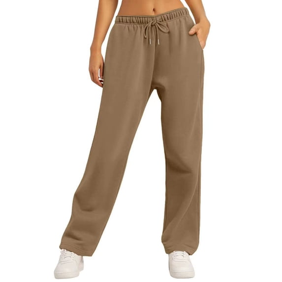 WFJCJPAF 2025 New Product Capri Pants for Women Stretch,Women's Casual Waist Pocket High Waist Loose Pants - Khaki M