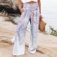 thumbnail image 1 of WFJCJPAF 2025 New Product Capri Pants for Women,Women Casual Comfortable Printing Pockets Elastic Waist Straight Loose Pants - Purple L, 1 of 5