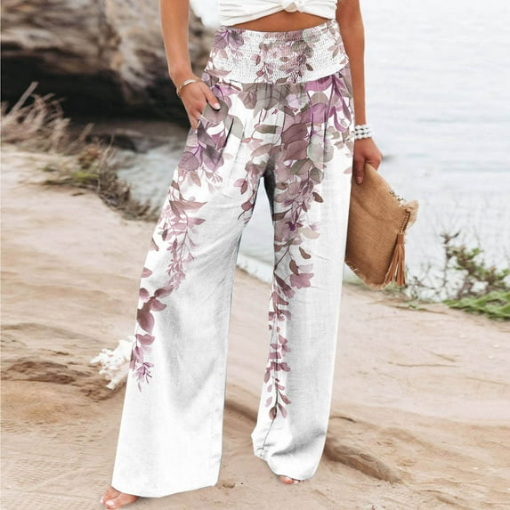 WFJCJPAF 2025 New Product Cargo Pants for Women,Women Casual Comfortable Printing Pockets Elastic Waist Straight Loose Pants - Green M