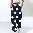 thumbnail image 1 of WFJCJPAF 2025 New Product Dress Pants for Women,Women Fashion Blocked Printed Drawstring Pocket Bound Ankle Pants - Black XXL, 1 of 5