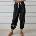 thumbnail image 1 of WFJCJPAF 2025 New Product Khaki Pants for Women Dickies,Women's Fashion Casual Printed Pants Comfortable And Breathable High Waist Drawstring Pocket Pants - Black S, 1 of 3
