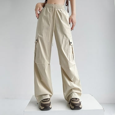 WFJCJPAF 2024 New Product Clearance！ Khaki Pants for Women Skinny,Women's Solid Color Workwear Pants Loose Straight Leg Wide Leg Casual Sports Pants Long Pants - Beige XL