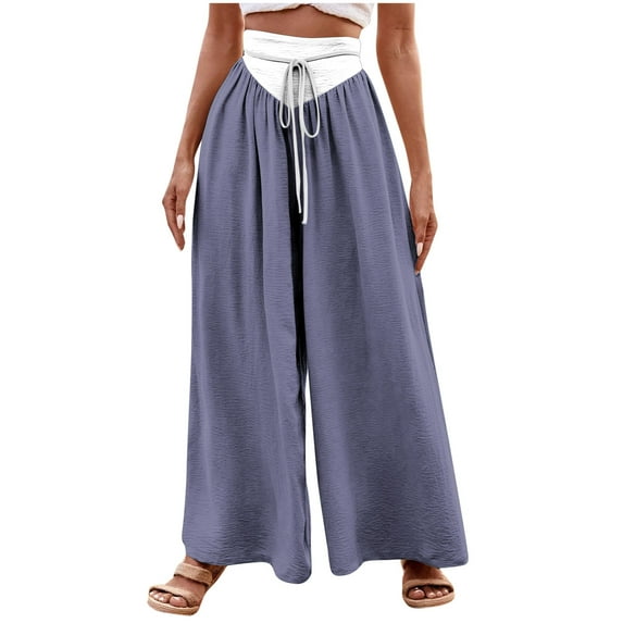 WFJCJPAF 2024 New Product Clearance! Khaki Pants for Women Uniform,Women's Fashionable Striped Printed Drawstring Wide Leg Pants - Gray M