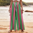 thumbnail image 1 of WFJCJPAF 2025 New Product Khaki Pants for Women,Women's Fashionable Striped Printed Drawstring Wide Leg Pants - Hot Pink S, 1 of 5