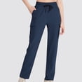 thumbnail image 1 of WFJCJPAF 2025 New Product Pants for Women Plus Size Size 3X,Women Solid Color Drawstring Elastic Waist Sports Casual Side Pocket Pants - Navy XXL, 1 of 8