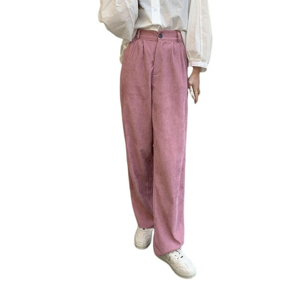 WFJCJPAF 2025 New Product Pants for Women Plus Size Stretch Two Pairs,Women Winter Solid Color Corduroy With Pocket Pleated Pants Long Pants - Pink XXXL