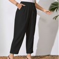thumbnail image 1 of WFJCJPAF 2024 New Product 锛?Pants for Women Plus Size Stretch Two Pairs,Women's Fashion Rope Casual Large Size Solid Color Micro-Stretch Pocket Loose Pants - Black L, 1 of 3