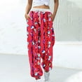 thumbnail image 1 of WFJCJPAF 2024 New Product 锛?Pants for Women Plus Size 4X,Women Fashion Color Blocked Printed Drawstring Pants - Red L, 1 of 5