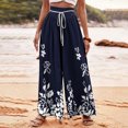 thumbnail image 1 of WFJCJPAF 2025 New Product Pants for Women Plus Size 4X,Women's Fashionable Striped Printed Drawstring Wide Leg Pants - Blue XL, 1 of 5