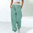 thumbnail image 1 of WFJCJPAF 2025 New Product Pants for Women Plus Size Size 3X,Women Fashion Color Blocked Printed Drawstring Pants - Mint Green S, 1 of 5
