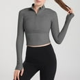 thumbnail image 1 of WFJCJPAF 2025 New Product Sexy Blouses for Women under $5,Womens Half Zip Tight Elastic Quick Drying T Shirt Sports Long Sleeved Womens Long Sleeved Standing Collar Top Shirt - Gray S, 1 of 3