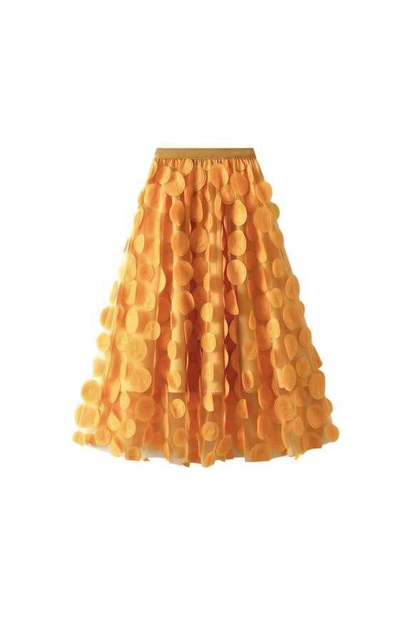 2024 New Product Clearance！ Skirt for Women Plus Size Max,Women's Summer Casual Solid Color Mesh Soft And Comfortable A-line Skirt - Yellow Free Size