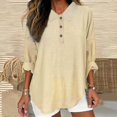 thumbnail image 1 of WFJCJPAF 2025 New Product Swim Tops for Women,Womens Color Casual Loose Fashion T-Shirt Long Sleeves Button Tops Cotton And Linen Blouse - Beige XL, 1 of 5