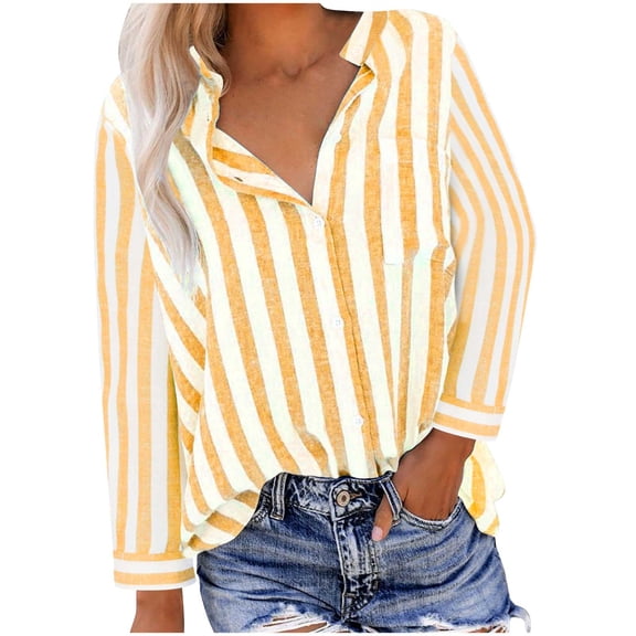 WFJCJPAF 2025 New Product Tops for Women Long Sleeve,Women's Fashion Casual Print Short Sleeve Round-Neck Blouses Shirts - Yellow XXL
